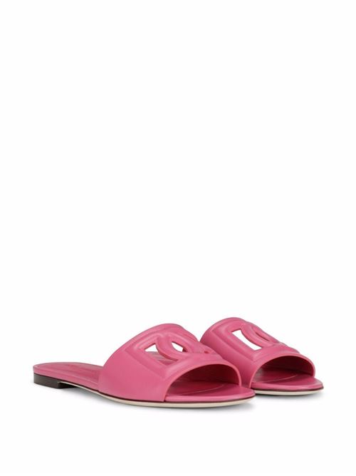 Sandali slides in pelle con logo DG DOLCE&GABBANA | CQ0436AY32980441